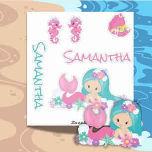 Pegatina de amigos de Mermaid Pink Sea