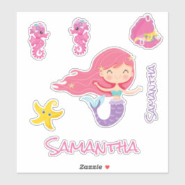 Pegatina de amigos de Mermaid Pink Sea