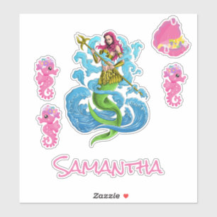 Pegatina de amigos de Mermaid Warrior Pink Sea