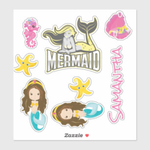 Pegatina de amigos de Mermaid YELLOW Sea