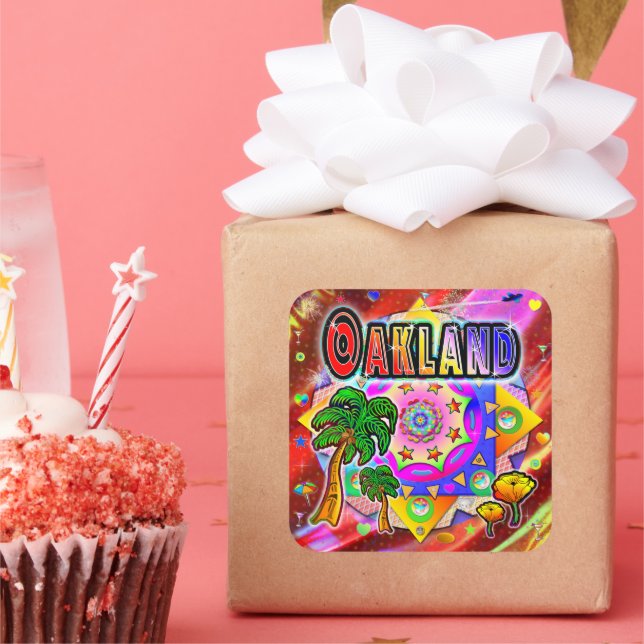 Pegatina de amigos tropicales de Oakland (Fiesta)