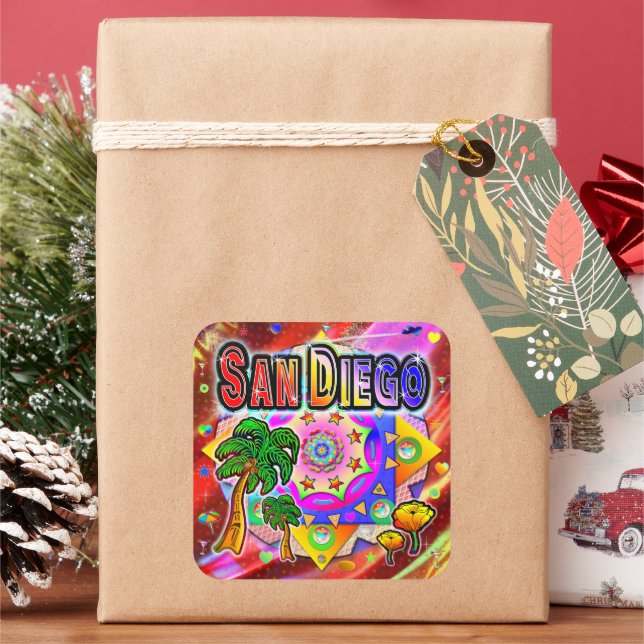 Pegatina de amigos tropicales de San Diego (Vacaciones)