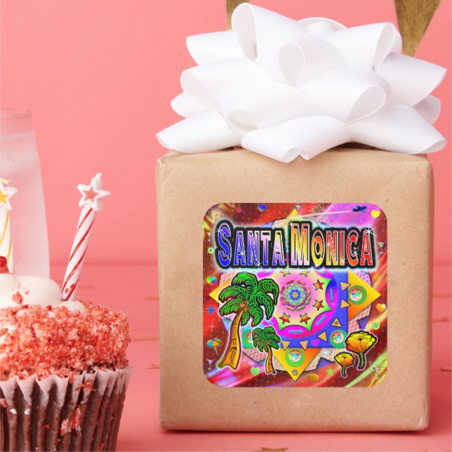 Pegatina de amigos tropicales de Santa Mónica (Fiesta)