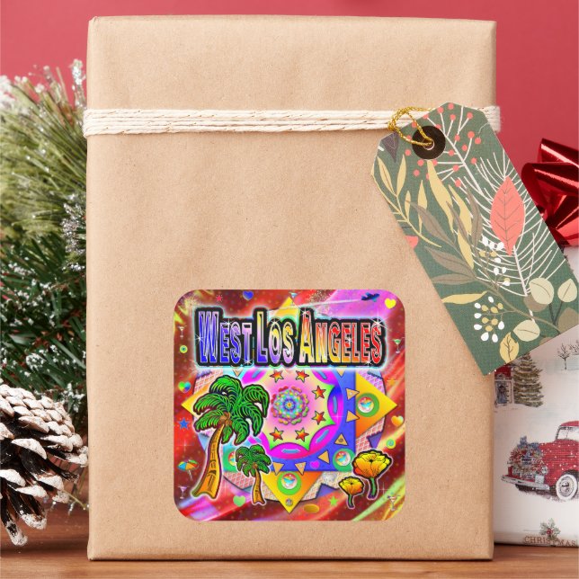 Pegatina de amigos tropicales del oeste de Los Áng (Vacaciones)