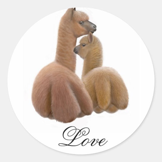 Pegatina de amor de Alpaca (Anverso)