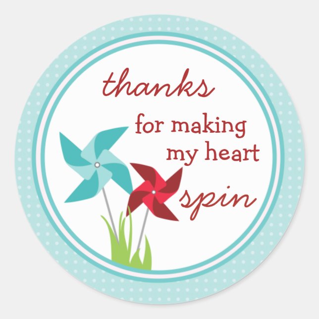 Pegatina de amor de Cute PinWheel (para él) (Anverso)
