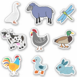 PEGATINA DE ANIMALES DE GRANJA CUTE