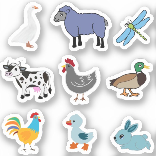 PEGATINA DE ANIMALES DE GRANJA CUTE (Anverso)