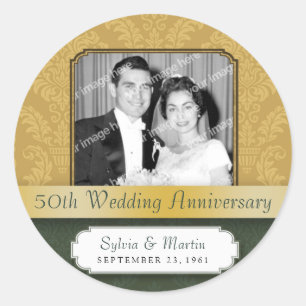 Pegatina de Aniversario de la Damasco Enmarcada de