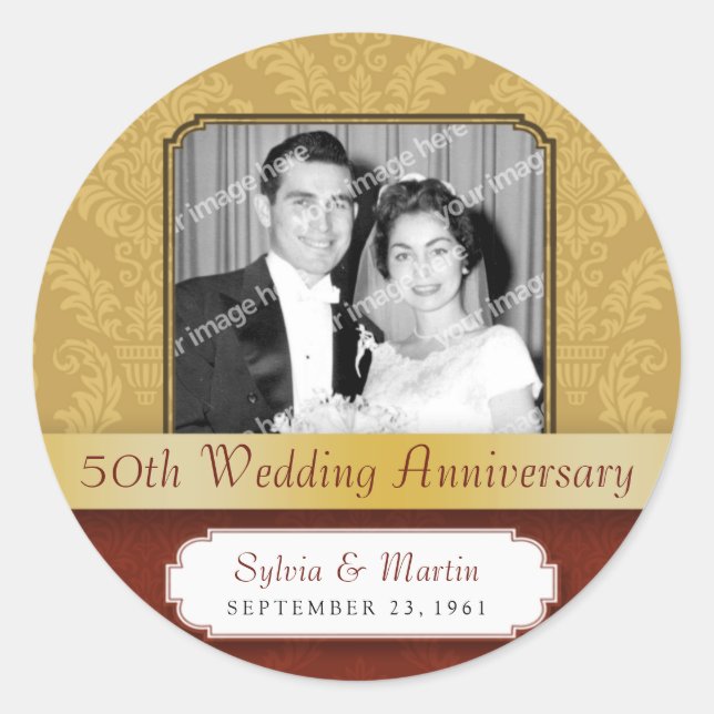 Pegatina de Aniversario de la Damasco Enmarcada de (Anverso)