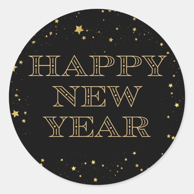 Pegatina de Año Nuevo feliz Fiesta de Año Nuevo (Anverso)