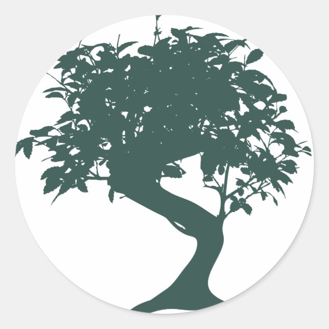 Pegatina de árbol Bonsai verde (Anverso)