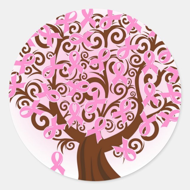Pegatina de árbol de cinta para el cáncer de mama (Anverso)