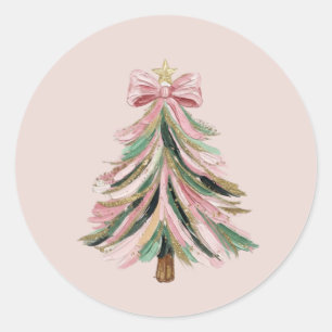 Pegatina de árbol de Navidad con pincelada redonda
