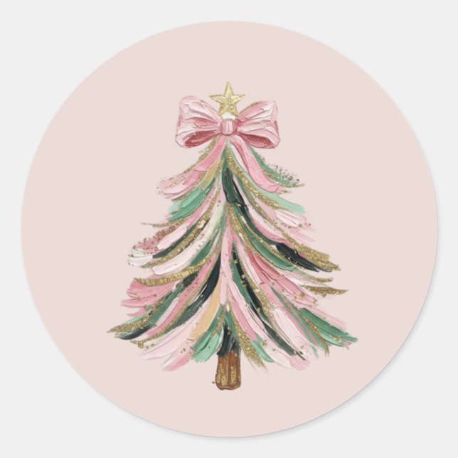 Pegatina de árbol de Navidad con pincelada redonda (Anverso)