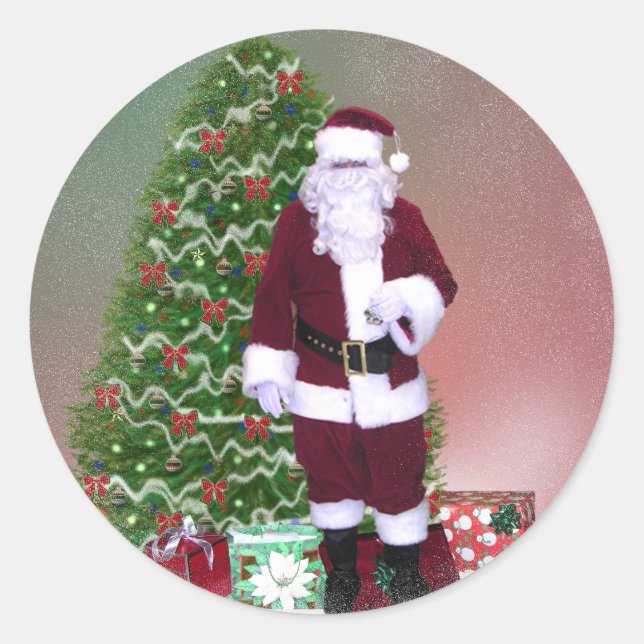 Pegatina de árbol de navidad de Santa (Anverso)