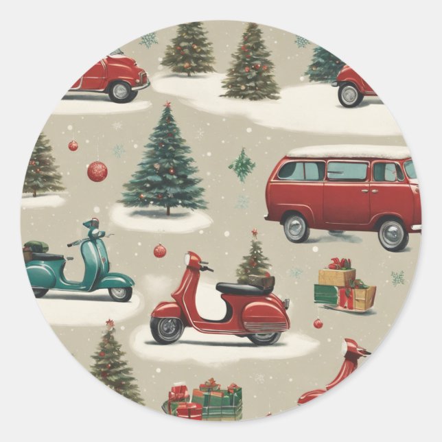 Pegatina de árbol de Navidad festivo con ornamento (Anverso)