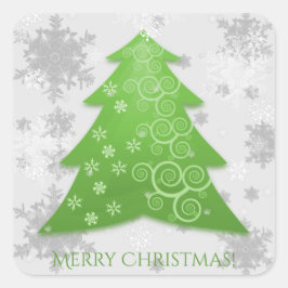 Pegatina de árbol de Navidad festivo verde