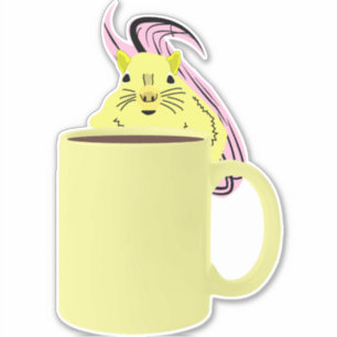 Pegatina de ardilla de copa de café