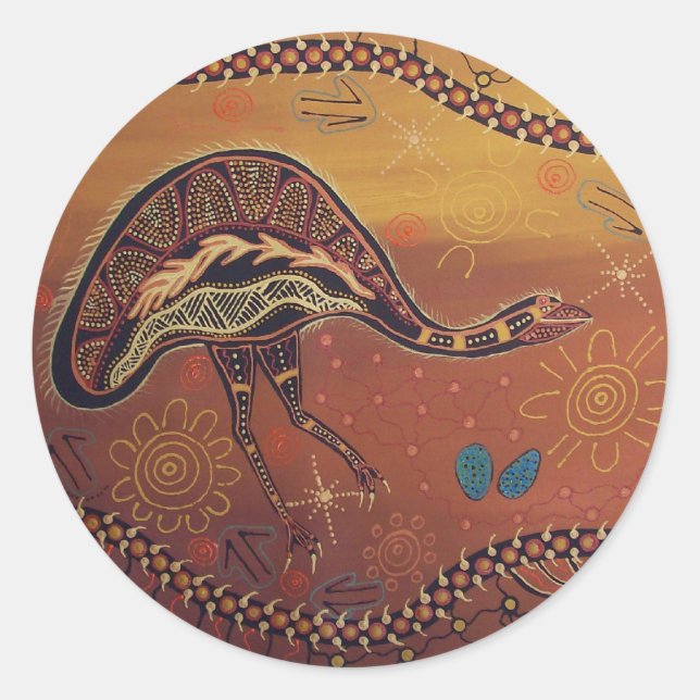 Pegatina de Arte Aborigen Wild Emu (Anverso)