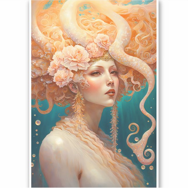 Pegatina de arte de la Fantasía de la Sirena de Oc (Anverso)