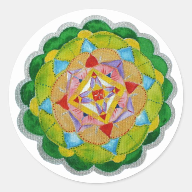 Pegatina de arte de Mandala Verde (Anverso)