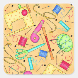 Pegatina de arte de nociones de coser amarillas