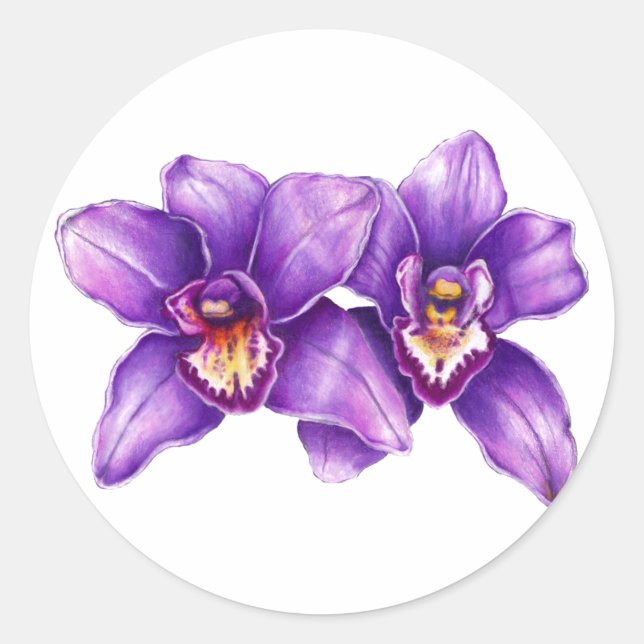 Pegatina de arte de orquídeas moradas (Anverso)