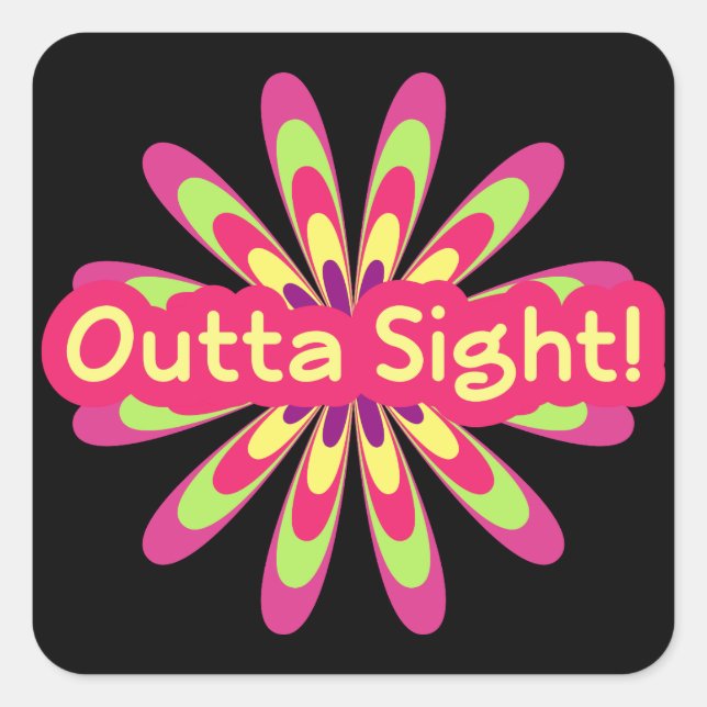 pegatina de arte de palabras de flor hippie retro  (Anverso)