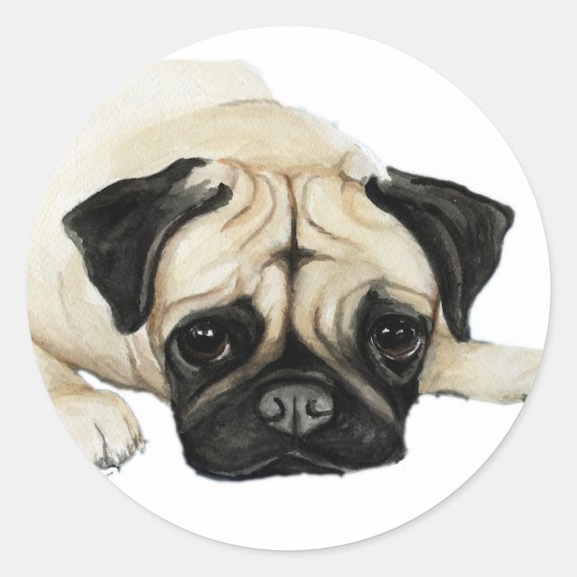 pegatina de arte de perro "Pug" (Anverso)