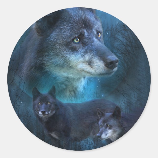 Pegatina de arte del lobo azul (Anverso)