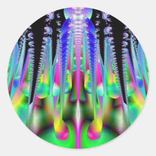 Pegatina de arte fractal de cohete psicótico
