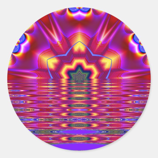 pegatina de arte fractal de reflexión roja/sellado (Anverso)