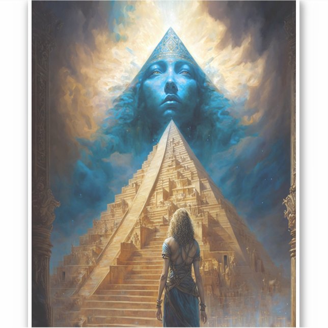 Pegatina de arte visionario en pirámide (Anverso)