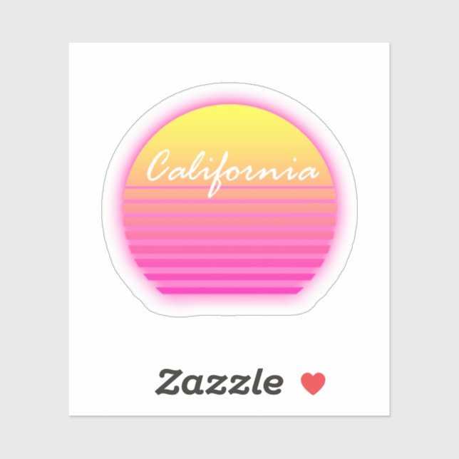 Pegatina de atardecer de California (Hoja)