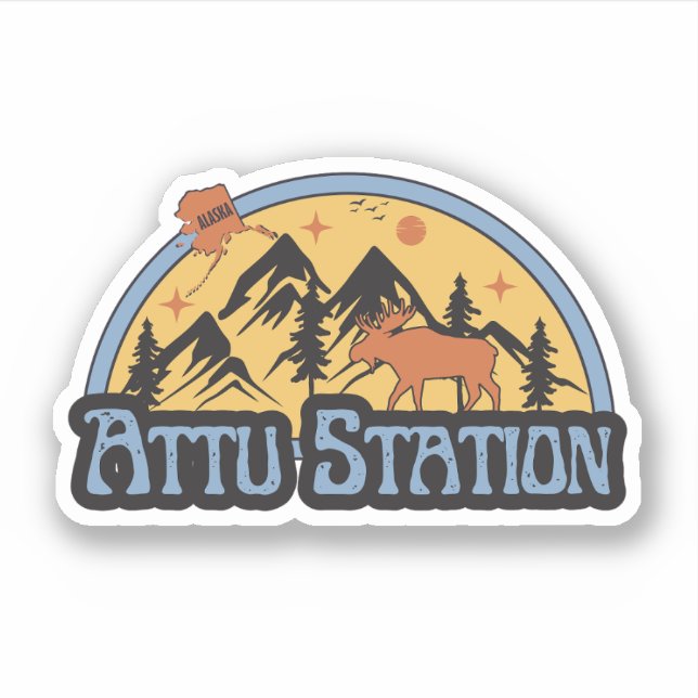 Pegatina de Attu Station, Alaska (Anverso)