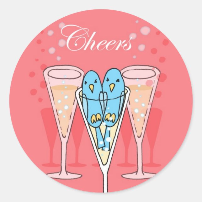 Pegatina de aves champagne (Anverso)