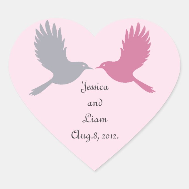Pegatina de Aves de Amor (rosa) (Anverso)