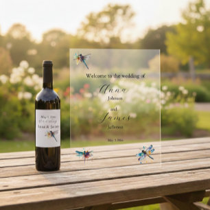 Pegatina de aviso de boda de libélula