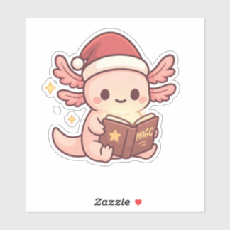 Pegatina de Axolotl Navideño Adorable | Libro Mági