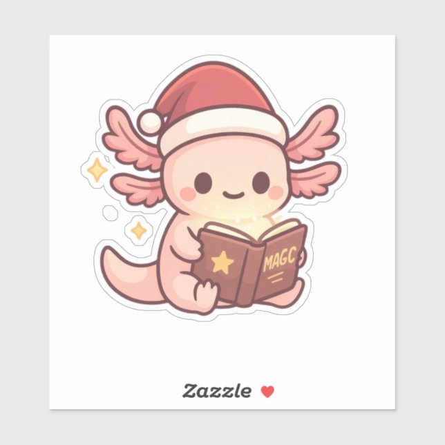 Pegatina de Axolotl Navideño Adorable | Libro Mági (Hoja)