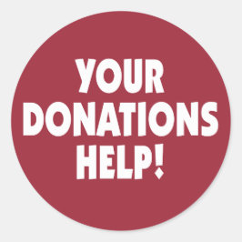 Pegatina de ayuda de sus donaciones