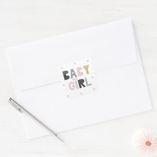 Pegatina de Baby Girl Cute Girly (Sobre)