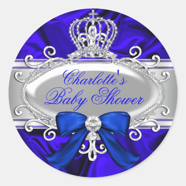 Pegatina de Baby Shower Blue de Little Prince Roya (Anverso)