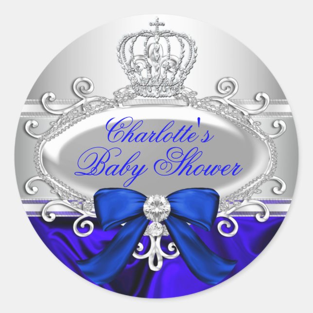 Pegatina de Baby Shower Blue de Little Prince Roya (Anverso)