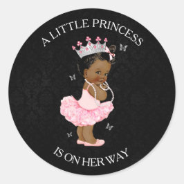 Pegatina de Baby Shower Chica de Princesa Africana