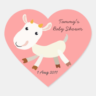 Pegatina de Baby Shower Cute Baby Goat Kid Heart