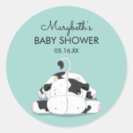 Pegatina de Baby Shower Cute Little Cow