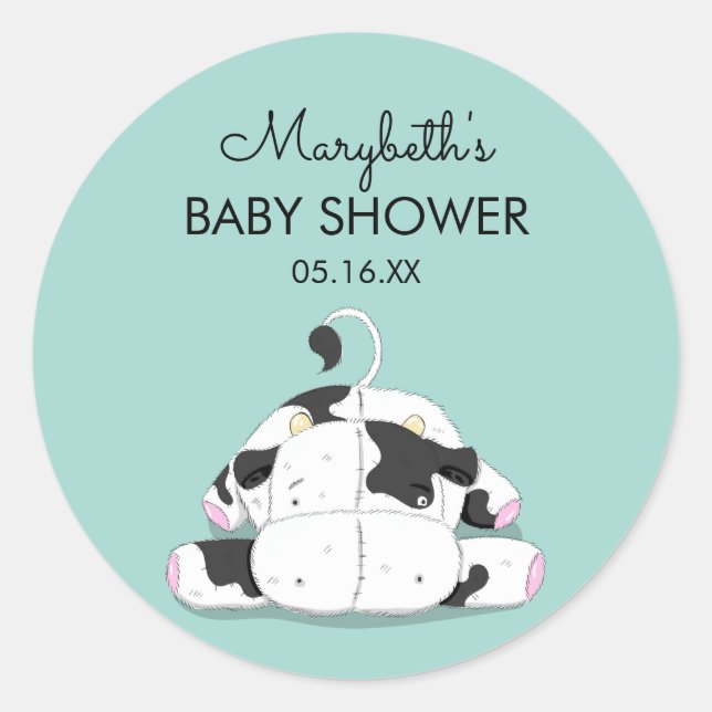 Pegatina de Baby Shower Cute Little Cow (Anverso)