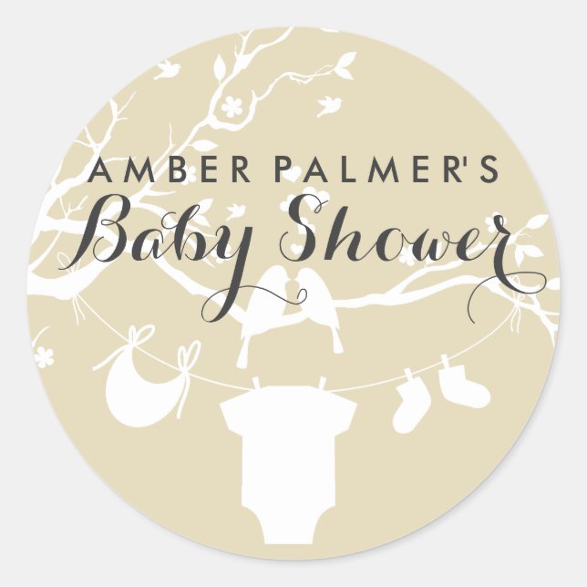 Pegatina de Baby Shower de Aves de Amor (Anverso)